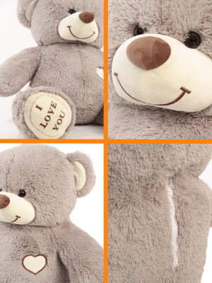 Большой плюшевый мишка I Love you 160 см (cерый)