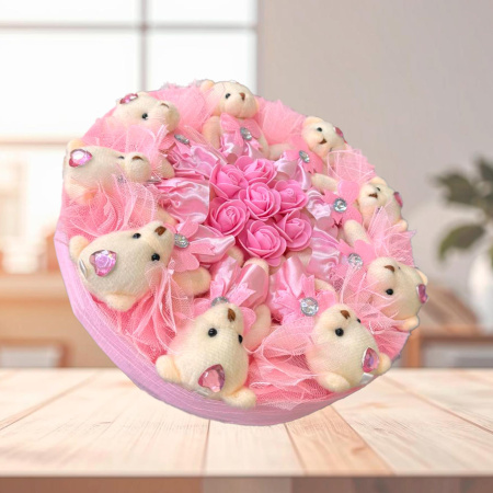 9 розовые мишки